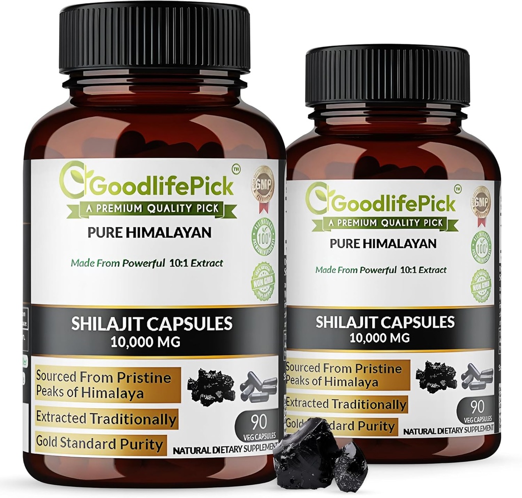 Premium κάψουλες Shilajit των Ιμαλαΐων από το Potent Shilajit Πλούσιο σε Trace Mineral & Fulvic Acid High Altitude Sourcing. Εκχυλισμένο Παραδοσιακά ΌλαNaturalNonGMONo Stearate No Rice Flor (Pack of 2)
