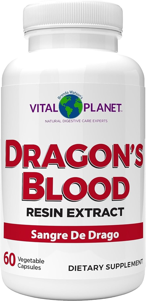 Vital Planet - Εκχύλισμα Bloodσίνης αίματος δράκου Croton Lechleri Sangre de Drago (Sangre de Grado) Digestive Health Supplement Βιώσιμα που προέρχονται από το τροπικό δάσος του Περού, 500mg 60 κάψουλες