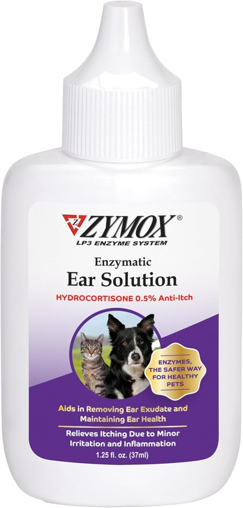 ZYMOX Enzymatic Ear Solution με 0.5-Percent Hydrocortisone, για Dog & Cat, 1.25 oz