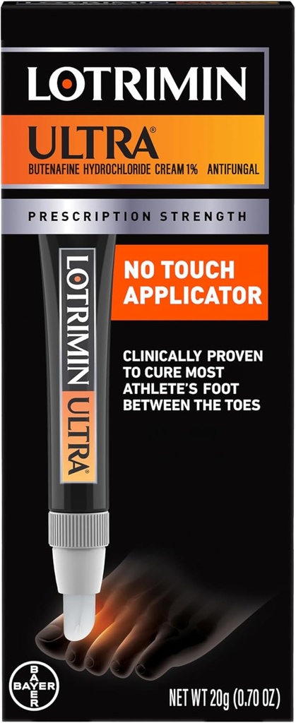 Lotrimin Ultra with No Touch Applicator, 1 εβδομάδα Athlete's Foot Treatment Cream. Συνταγογραφημένη δύναμη Butenafine Υδροχλωράνθρακα 1%,Cures Most Athlete’s Foot Between Toes,Antifungal,0,7 oz (20 γραμμάρια)