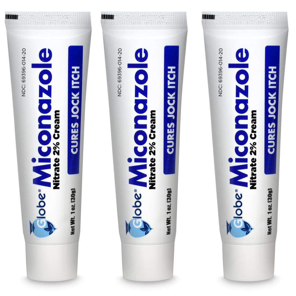Globe (3 Pack Miconazole Cream 1 oz, Relieves Itching, Burning, Cracking from Jock Itch, Ringworm, Athlete Foot. Compare to the Leading Name Brand