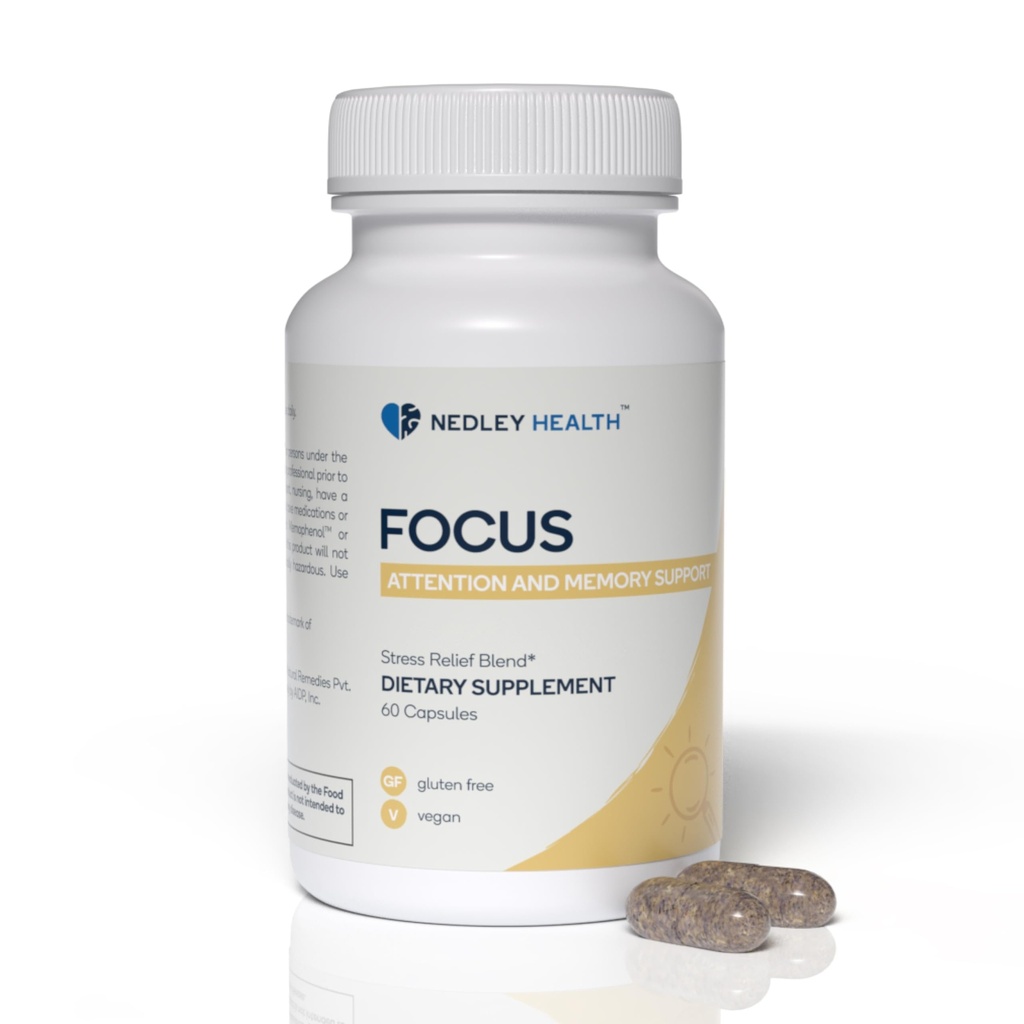 Focus - Premium Συμπληρώματα Γνωστικής Ενίσχυσης με Natural Nootropics - Memophenol, Bacopa, & DMAE - 60 Κάψουλες Veggie (Focus)