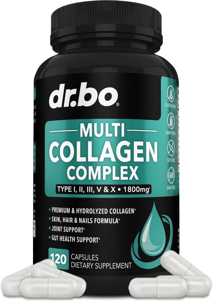 Multi Collagen Peptides for Women & Men - Type I, II, III, V, & X Multi Collagen for Women & Men Complex Capsles, Hydrolyzed Peptides Pills Συμπληρώματα για το δέρμα, τα μαλλιά και τα νύχια - 120 Protein Capsles