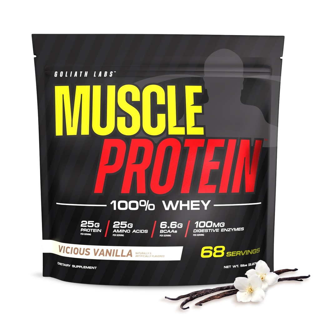 COLOSSAL LABS Whey powder μυικής πρωτεΐνης [5 lbs/Pack of 1]– Κρύο Φιλτραρισμένο, 25g καθαρή πρωτεΐνη, 6,6g BCAAs (Packaging May Vary) (5LB, Vanilla)