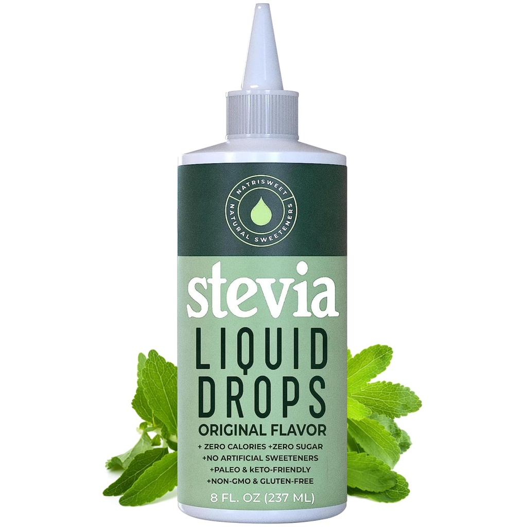 Stevia Liquid Drops, 8 Fl oz, 1823 Σερβιτόρες, Καθαρές Συμπυκνωμένες σταγόνες με Μηδέν θερμίδες & Μηδέν υδατάνθρακες, Νόστιμη Υποκατάστατη Ζάχαρη Μεγάλη για Keto & Παλαιό Διατροφή, από Natrisweet