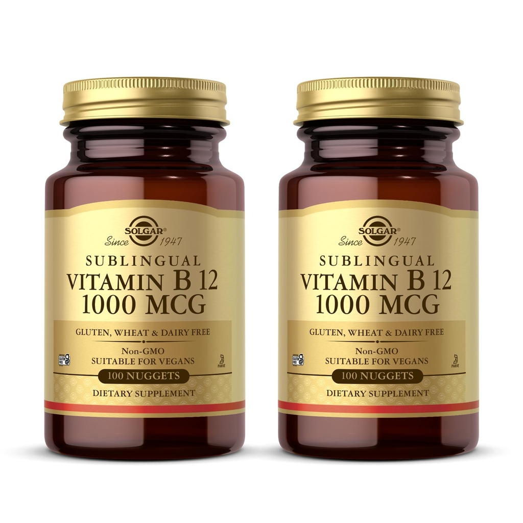 Solgar Υπογλώσσια Βιταμίνη B12 1000 mcg - 250 Ψήγματα, Συσκευασία των 2 - Μη ΓΤΟ, Vegan, Χωρίς γλουτένη, Χωρίς γαλακτοκομικά, Kosher - 500 Σύνολο Σερβιέτες
