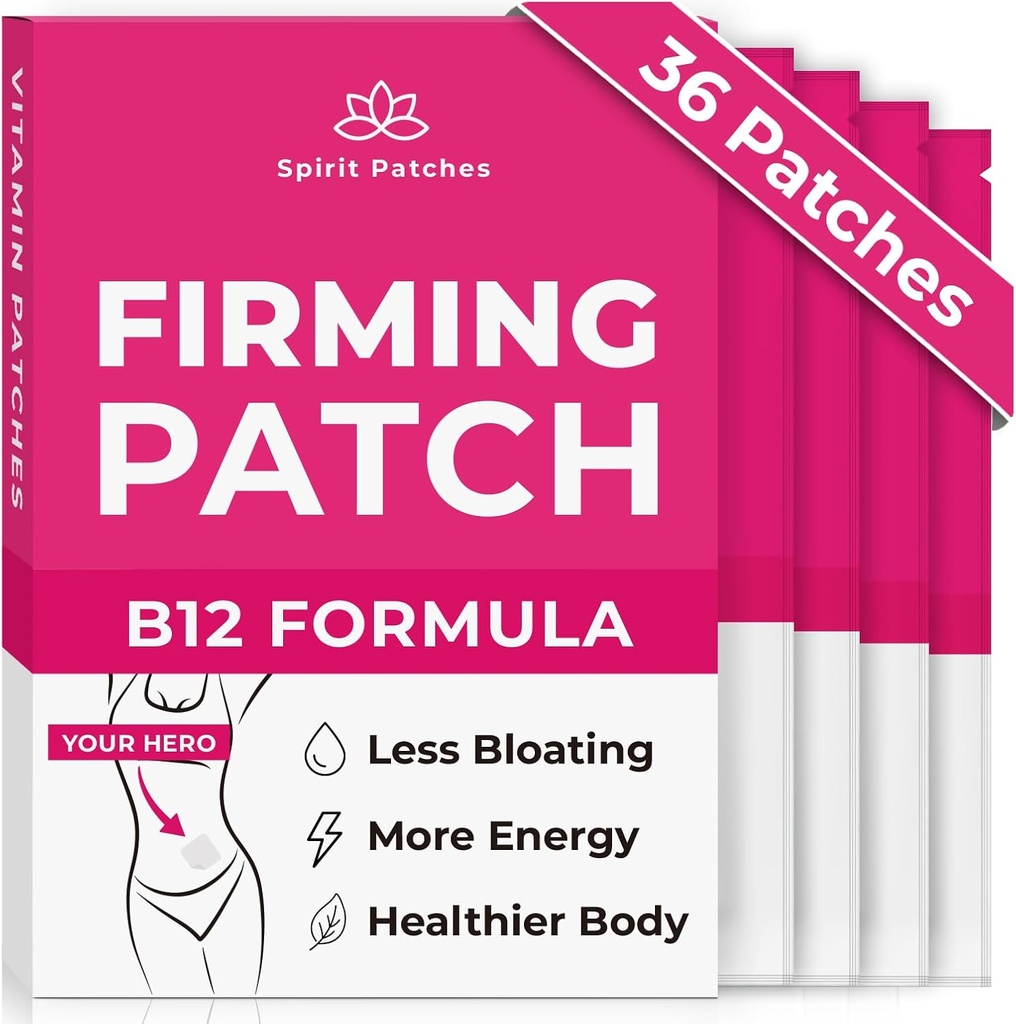 Firming B12 Patches (Pack of 36) - 100% Natural Vitamin Patches for Women, Energy & Body Support, Self-Adhesive Transparent Patches - Enhanced Formula