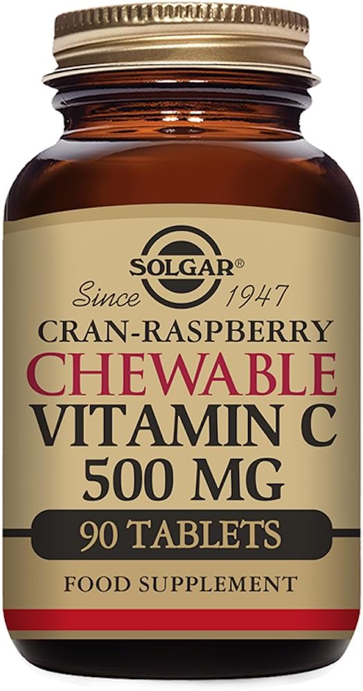 Solgar Vitamin C 500 mg Chewable Tablets, Cran Raspberry Flavor - 90 Count - Antioxidant & Immune Support - Supports Healthy Skin & Joints - Non-GMO, Vegan, Gluten Free, Kosher - 90 Servings
