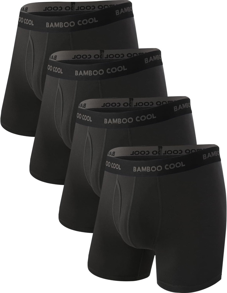BAMBOO COOL Ανδρικά Ultra Breathable Εσώρουχα, Χωρίς Riding Up Boxer Σύντομο με ComfortFlexible Waistband, Multipack