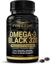 FREZZOR Omega 3 Black - Green Lipped Mussel Oil Capsules, Made in New Zealand, UAF1000+, Joint Care & Relief, Heart & Immune Support, No Fishy Aftertage, 320 Count (Pack of 1)