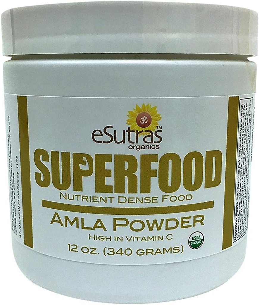 Organic Amla Powder 12 oz, 30 μερίδες Φυσική Βιταμίνη C (Immune vitamin) Amalaki Ψυχρή πίεση Βιολογικά θρεπτικά συστατικά για υγιή smoothies