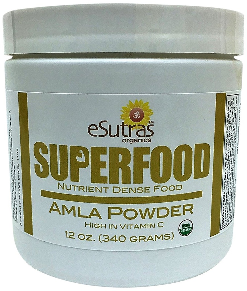 Organic Amla Powder 12 oz, 30 μερίδες Φυσική Βιταμίνη C (Immune vitamin) Amalaki Ψυχρή πίεση Βιολογικά θρεπτικά συστατικά για υγιή smoothies