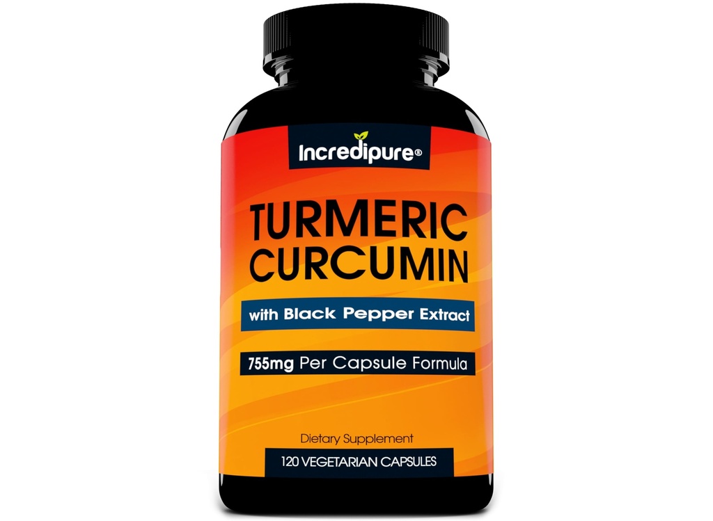 Turmeric Curcumin Supplement w/ BioPerine - 755mg ανά κάψουλα, 120 Veggie Caps by Curcumin Incredipure