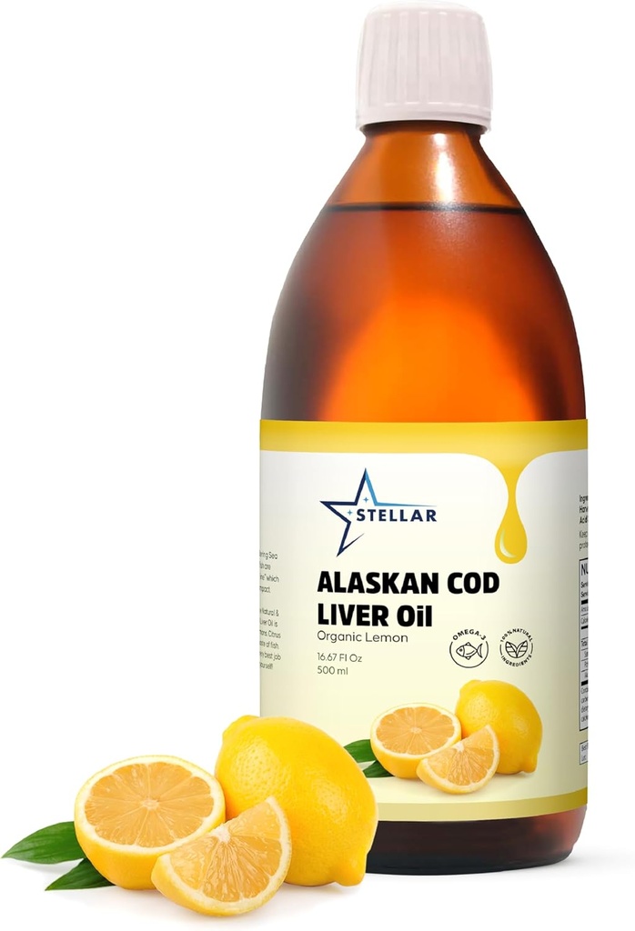 Stellar Alaska Cod Liver Oil - Βιολογικό Λεμόνι, 16.67 oz 