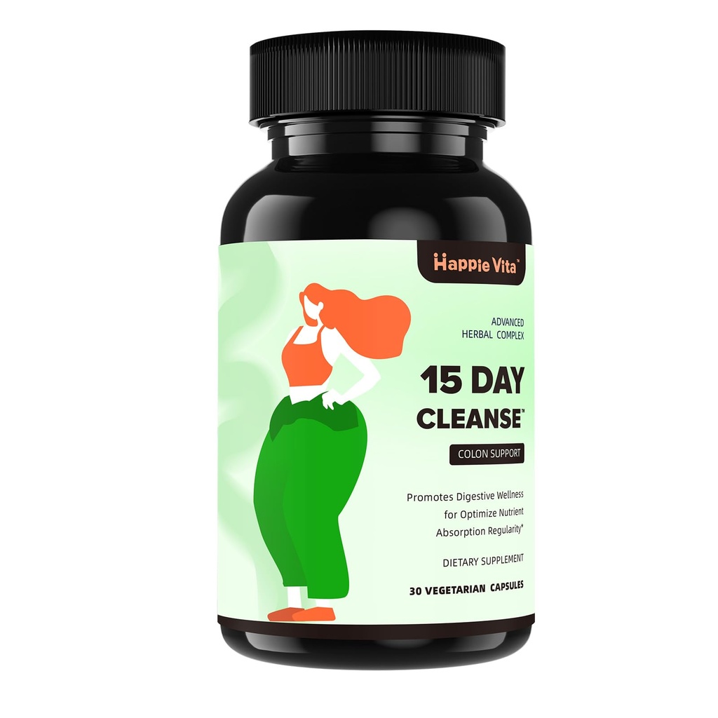 15 ημέρα καθαρισμού Gut Detox για γυναίκες & άνδρες, Advanced Gentle Gut Colon Cleanse Detox με Psyllium Husk, Cascara Sagrada, Senna και Probiotic φυσικό Laxative, 30 κάψουλες