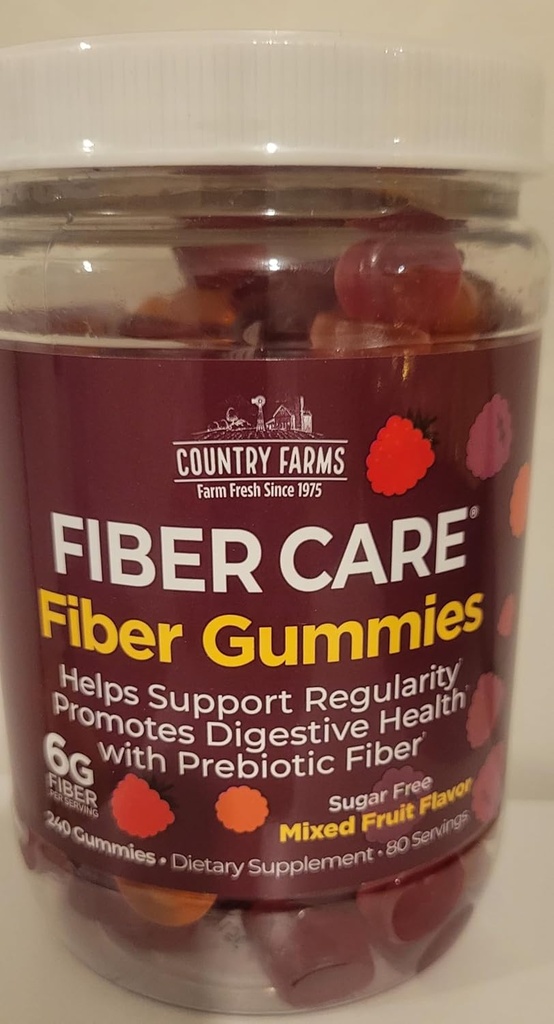 COUNTR Farm Fiber Gummies Sugar Free G6 Fiber PER Serving Mixed Fruit Flavor 240 CT