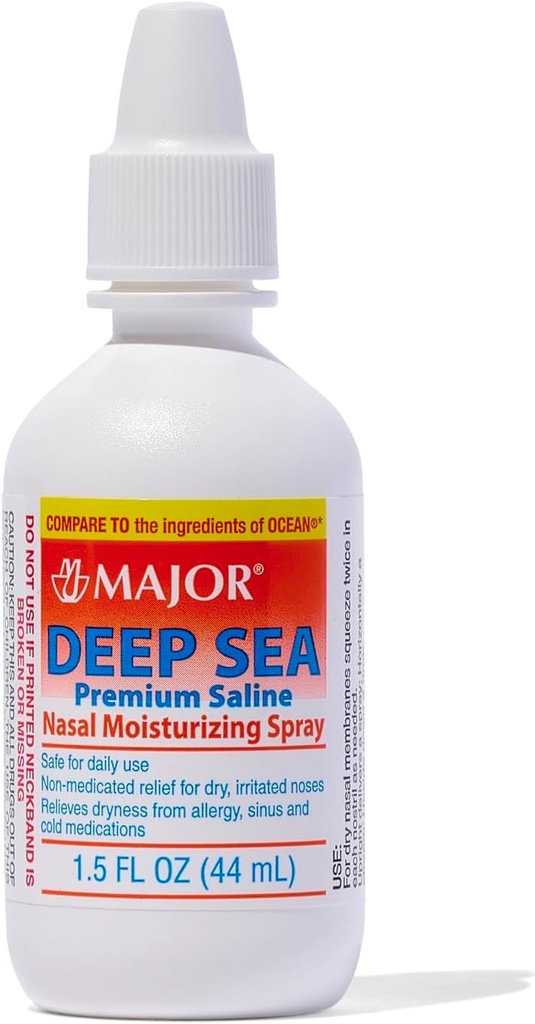 MAJOR Deep Sea Premium Saline - Nasινικό Ενυδατικό σπρέι για την ανακούφιση ξηρότητας και ερεθισμού - Χλωριούχο νάτριο 0,65% - 1,5 fl. Oz (1 Pack)