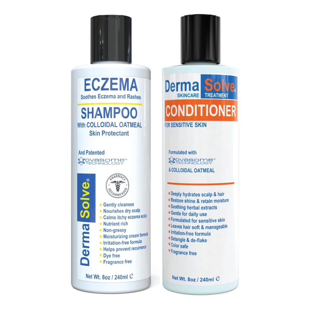 Eczema Shampoo & Conditioner (Combo Pack) - Flare Control Scalp & flase Θεραπεία ανακούφισης που προστατεύει, ενυδατώνει και επιδιορθώνει το δέρμα από DermaSolve - Παιδιά & Ενήλικες - Στεροειδές Δωρεάν
