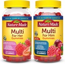 Nature Made Multivitamin Gummies Combo Pack για Αυτόν & Αυτής, Νόστιμες Άνδρες & Γυναίκες Πολυβιταμίνη με Βιταμίνη C, Βιταμίνη D3, Β Βιταμίνες, Ψευδάργυρος & Περισσότερα, Δύο Πολυβιταμίνες Μπουκάλια