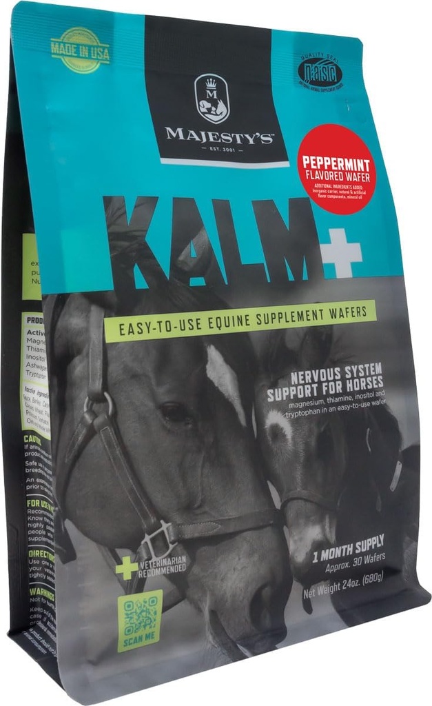 Μεγαλειοτάτη Kalm Plus Horse/Equine Peppermint Wafers 30 Count
