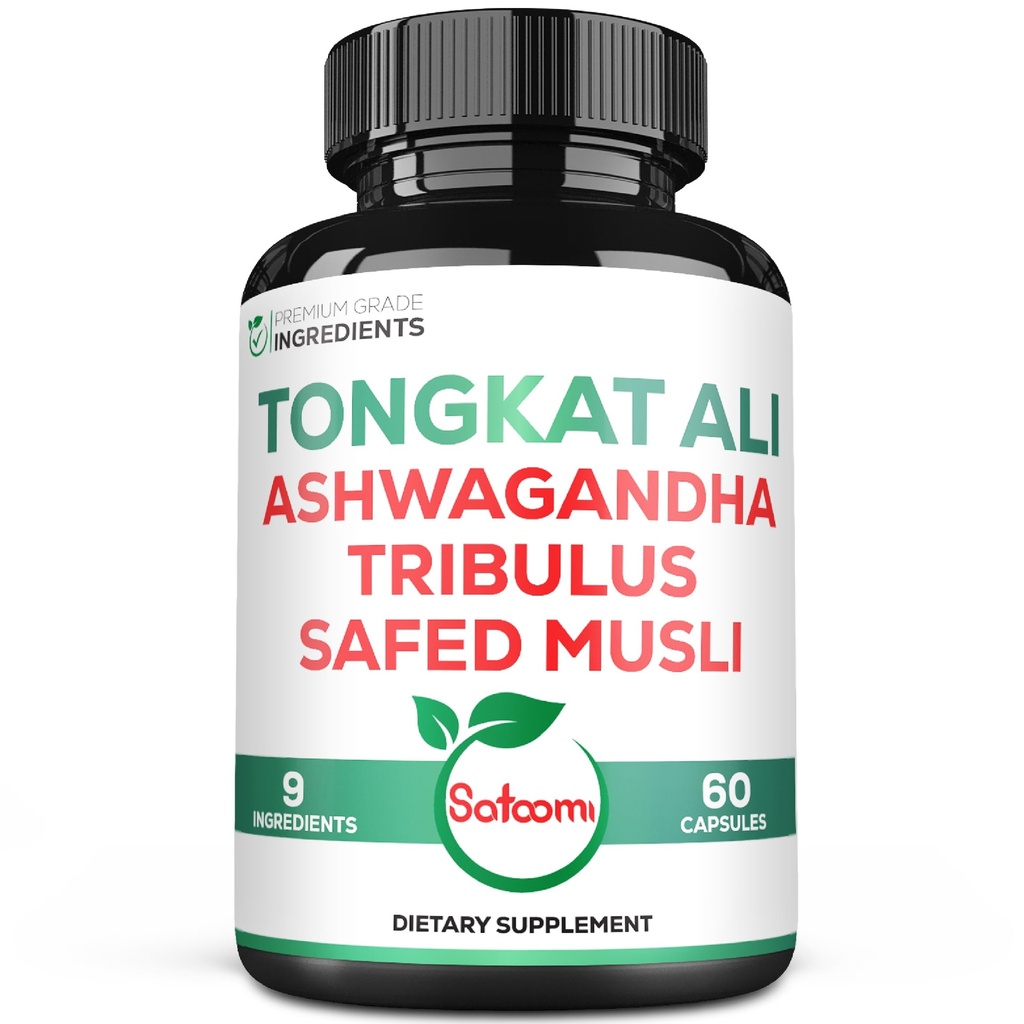 Satoomi Tongkat Ali Root Extract 200:1-9 Essential Herbs with Ashwagandha, Tribulus Terrestris & More - Δύναμη στήριξης, ενέργεια και υγιής ανοσοποιητικό - 60 Vegan Caps 2 Μήνας προσφοράς