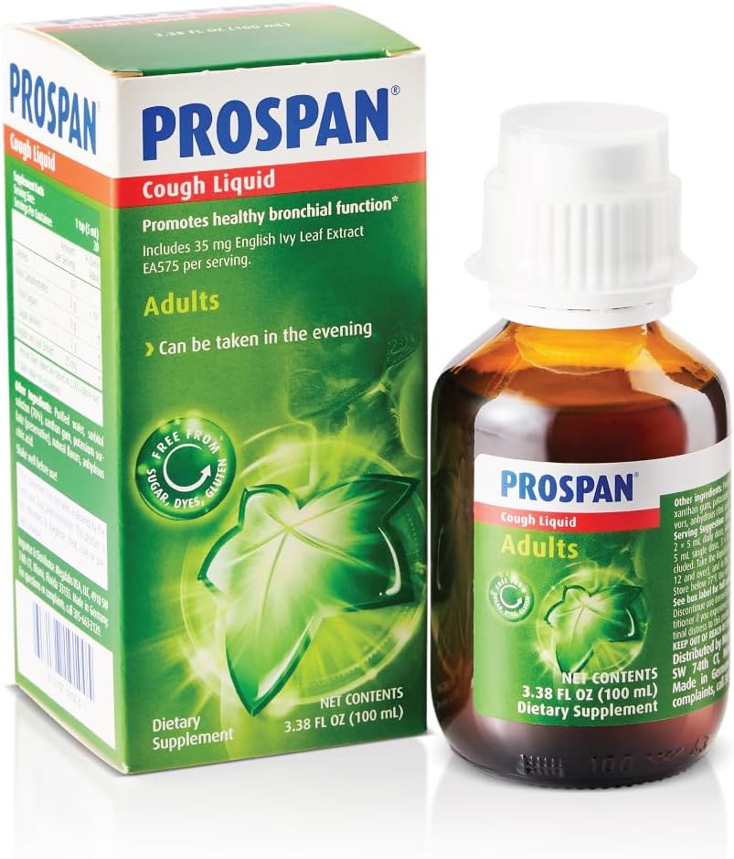 Prospan/Abrilar Cough Syrup + Mucus with Proprietary English Ivy Leaf Extract EA575 for Adults - Soothes Cough, Mucus Relief, No Added Sugar, Non-Drowsy, Alcohol-Free, Drug-Free - 100mL