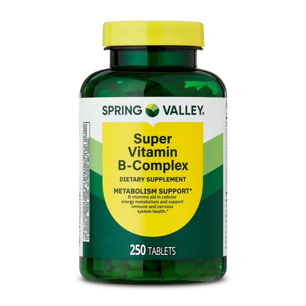 Spring Valley Super Vitamin B- Complex Tablets Συμπλήρωμα διατροφής (250 Tablets) - Νέα εμφάνιση