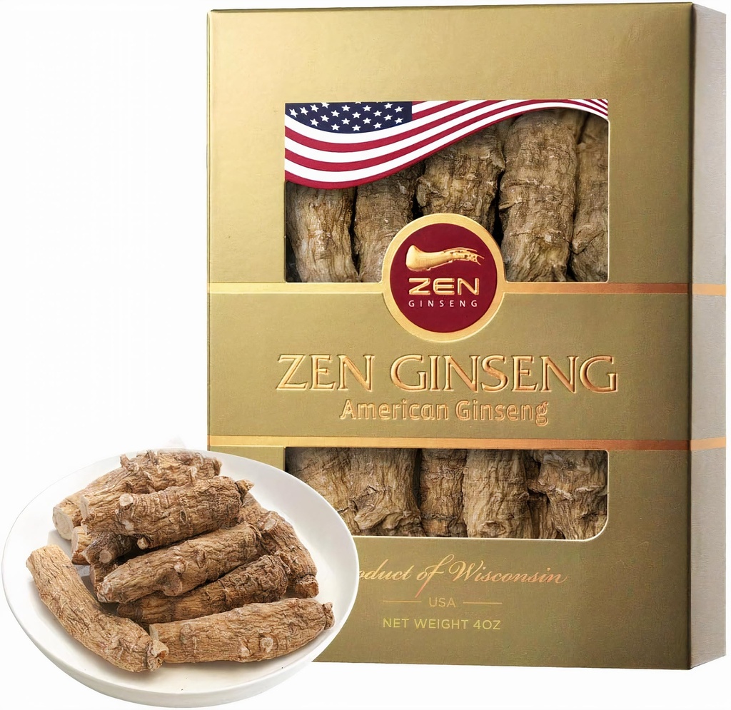 1 Box of Large Short American Wisconsin Ginseng Root (4oz) Απόδοση & Ψυχική Υγεία για άνδρες και γυναίκες