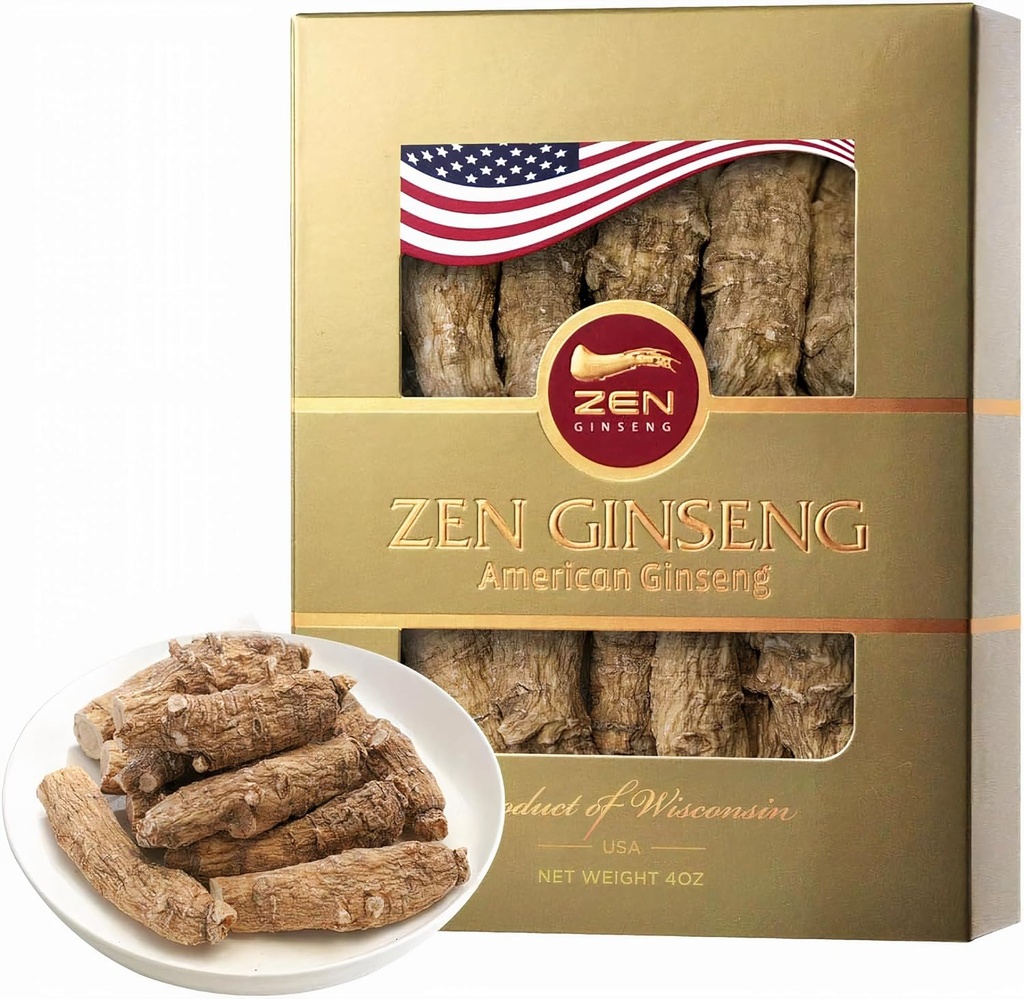1 Box of Large Short American Wisconsin Ginseng Root (4oz) Απόδοση & Ψυχική Υγεία για άνδρες και γυναίκες