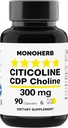 MONOHERB Citicoline CDP Choline 300 mg ανά Καψάκιο - 90 Καψάκια Χορτοφαγικής