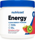 Nutricost Energy Complex (Strawberry Kiwi) (60 υπηρεσίες) - Καθαρή ενέργεια σκόνη, 300g συμπλήρωμα διατροφής