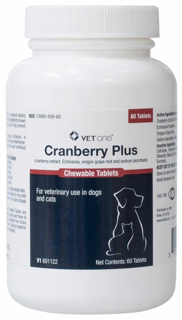 Vet One Cranberry Plus for Dogs & Cats - Υποστήριξη ουροποιητικών και βλεννογόνων - 60 Μασώμενα δισκία