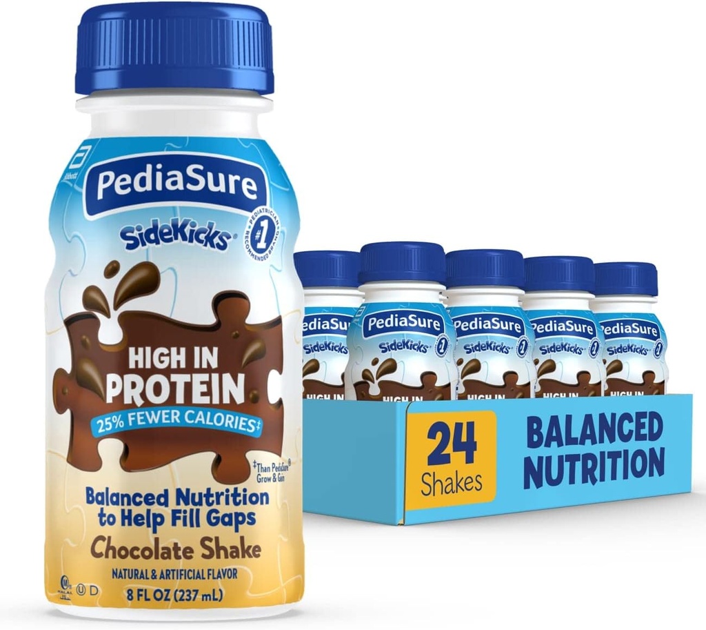 PediaSure Sidekicks Διατροφή Ποτό, σοκολάτα, 8 fl oz, 24 Count. (Packaging May Vary)