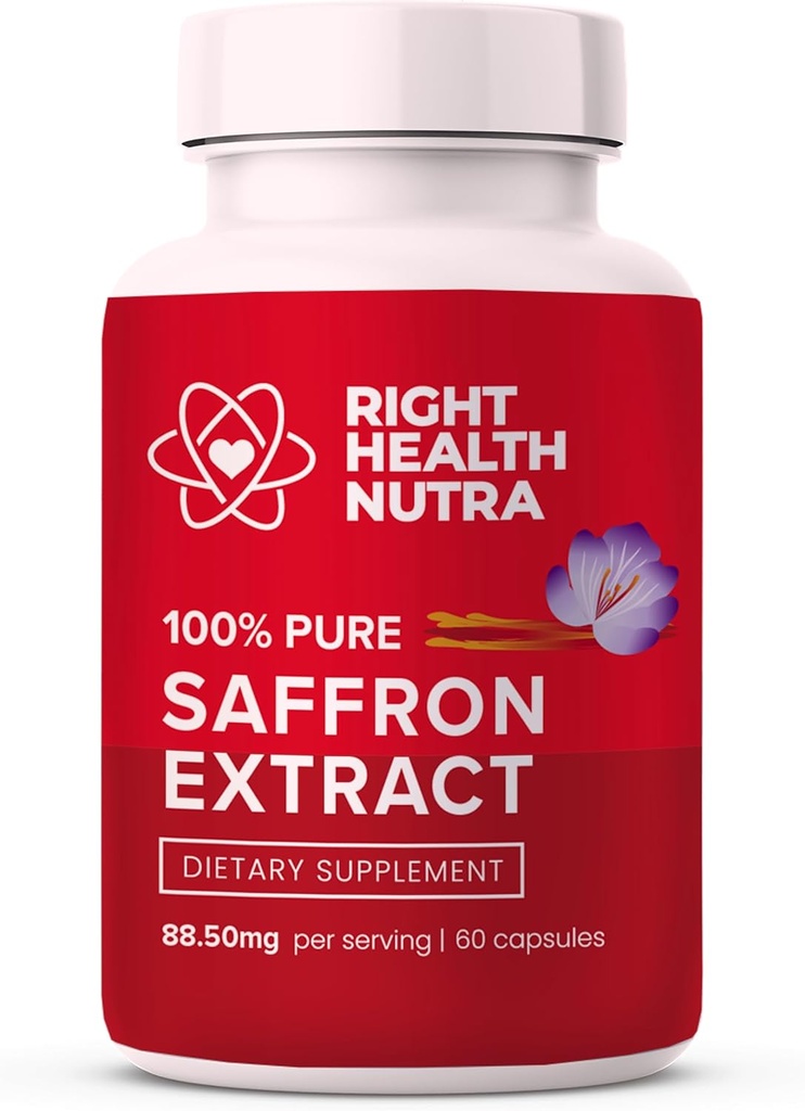 Right Health Nutra Saffron Συμπληρώματα - 100% Pure Saffron Extract - Made in The USA - Υποστηρίζει Mood 