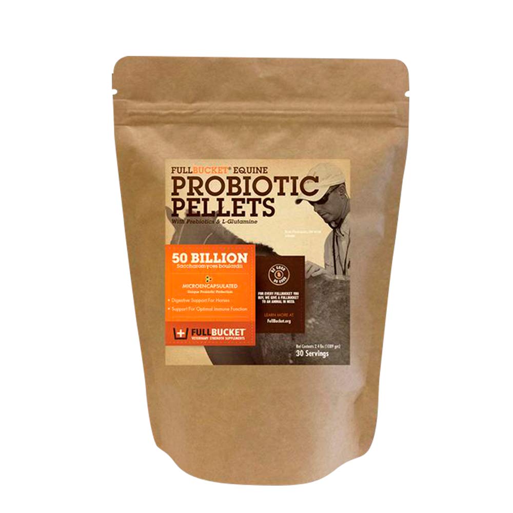 FullBucket Equine Probiotic Pellets με Saccharomyces boulardii για άλογα κάτω από υψηλό στρες ή για άλογα με συνεχόμενα θέματα Digestive? 20x Περισσότερα συμπυκνωμένα και 50 δισεκατομμύρια CFUs - 30 Υπηρεσίες