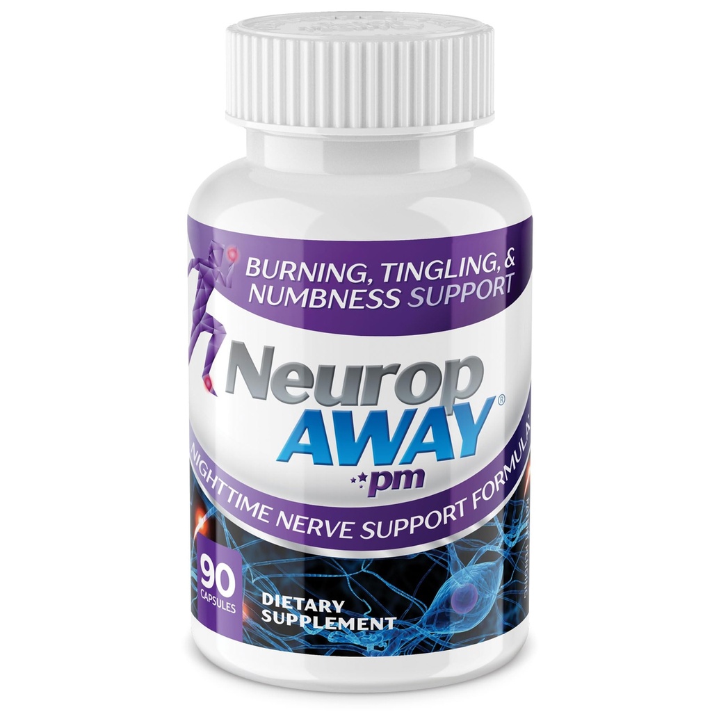 NeuropAWAY Nerve Support PM, με R-Alpha Lipoic Acid για να βοηθήσει στην παροχή Nerve Relief σε μόλις 5 ημέρες, Acetyl-L-Καρνιτίνη, Θεανίνη, Μελατονίνη, και Methylcobalamin, 90 κάψουλες