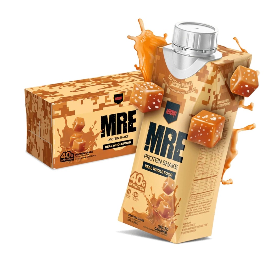 REDCON1 MRE Ready to Drink Protein Shakes, Salted Caramel - Protein Drinks with Whole Food Sources - Sugar Free ETA Shake Formed to Fuel Athletes any Time (12 Pack)