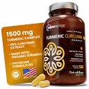 OmniBiotics Organic Turmeric Curcumin Supplement with Black Pepper Extract – 1500mg Turmeric with 95% Curcuminoids & BioPerine, High Absorption for Joint Support – 120 Vegan Capsules