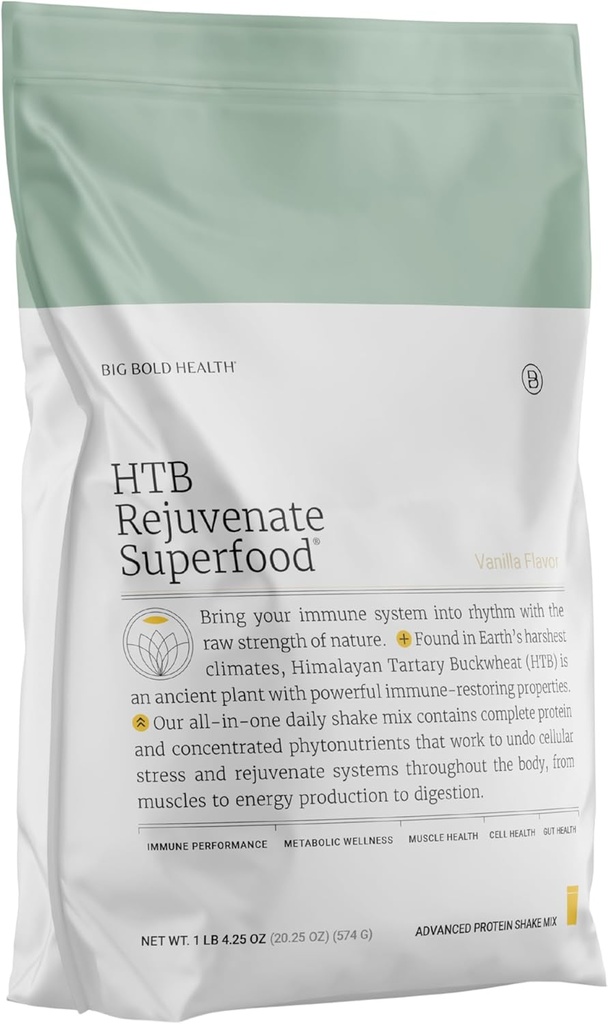 BIG BOLD HEALTH HTB Rejuvenate Superfood Plant-Based Protein Powder ⏐ Himalayan Tartary Buckwheat with Polyphenols & 17g Protein ⏐ Gut Support & Immune Balance (Vanilla Flavor)