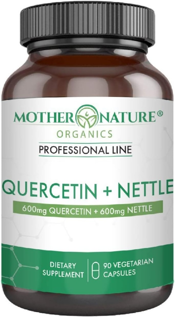 Quercetin 600mg & Nettle 600mg - Φυσικό συμπλήρωμα φλαβονοειδών για εποχιακά ερεθιστικά, ανοσοαπόκριση, υγιή γήρανση και μακροζωία - Μη υπνηλία, μη ΓΤΟ, Vegan - (90 κάψουλες)