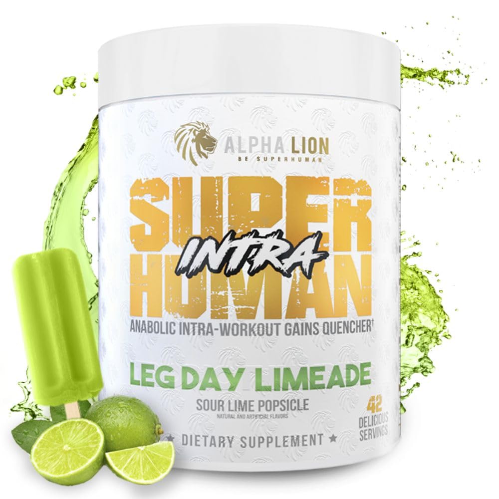 ALPHA LION Superhuman Intra Processing Powder for Men & Women, Amino Acids Drink, συμπλήρωμα αποκατάστασης μυών, BCAA Powder, Electrolytes & Hydration Mix (42 Servings, Lime Flavor)