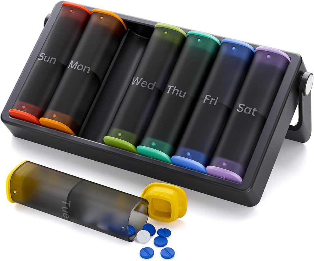 Weekly Pill Organizer 3 φορές την ημέρα (μαύρο) και Weekly Pill Organizer Δύο φορές την ημέρα (διαφανές-μαύρο)