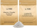 ΣΥΣΚΕΥΑΣΙΕΣ L-Lysine HCI και Vitamn C σκόνη Bundle, 1 lb Κάθε, μη-GMO, χωρίς γλουτένη, συμπληρώματα διατροφής