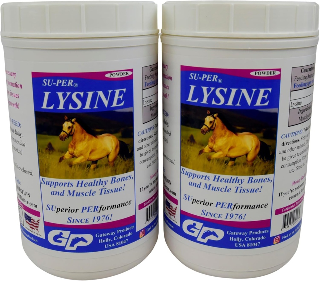 SU-PER Lysine συμπλήρωμα για τα άλογα - Υποστηρίζει υγιή οστά & ιστούς μυών - Equine Essential Amino Acid - 2,5 Λίρες, (2 Συσκευασία)