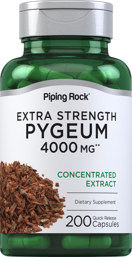 Piping Rock Pygeum Supplement | 200 Capsules | Extra Strength | for Men and Women | Pygeum Africanum Bark Extract | Non-GMO, Gluten Free