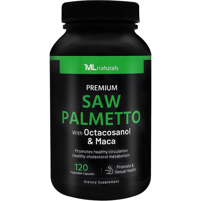 ML Naturals Saw Palmetto 2,000mg (Per Serving) – with Octacosanol & Maca – 120 Vegan Capsules – Supports Prostate - Non-GMO