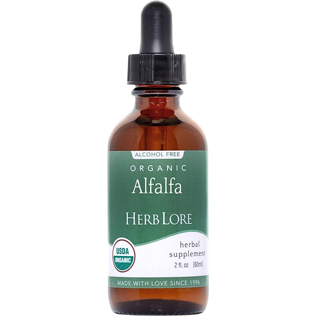 Herb Lore Organic Alfalfa Leaf Βάμμα – Αλκοόλ Δωρεάν υγρό βοτανικό συμπλήρωμα στήριξης σταγόνες για εγκυμοσύνη, θηλασμός & συνολική ευεξία (2 fl oz)