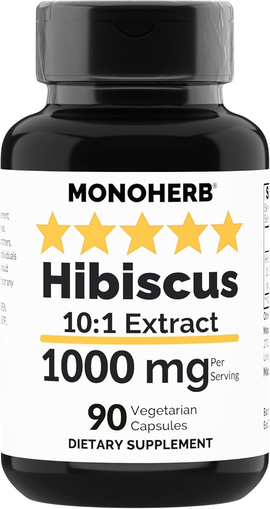 MONOHERB Hibiscus Extract 1000 mg - 90 Κάψουλες για χορτοφάγους