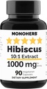 MONOHERB Hibiscus Extract 1000 mg - 90 Vegetarian Capsules
