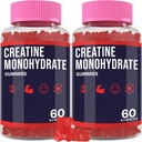 Creatine Monohydrate Gummies for Women & Men, Createine with Taurine & B6, Chewable Creatina Pre Workout Gummies, Createine for Men & Women - 2 μπουκάλια